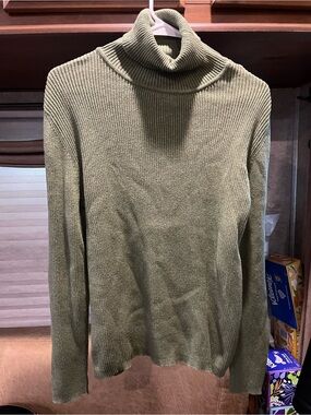 VTG Faded Glory Ribbed Turtleneck Sweater Green Size L 12/14 Made in Russia